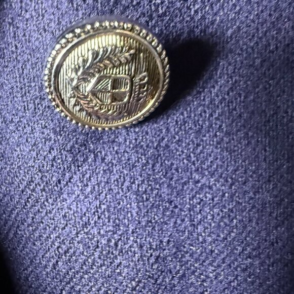 Adolfo Studio Blazer 10 Petite Navy Double Breasted Great Buttons 100% Wool - Picture 5 of 7